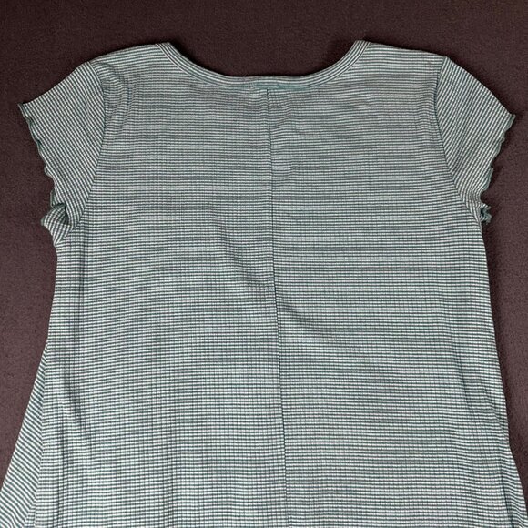 Hem Thread Large Green White Striped Cap Sleeve‎ Pullover Dress Lightweight - Picture 8 of 8